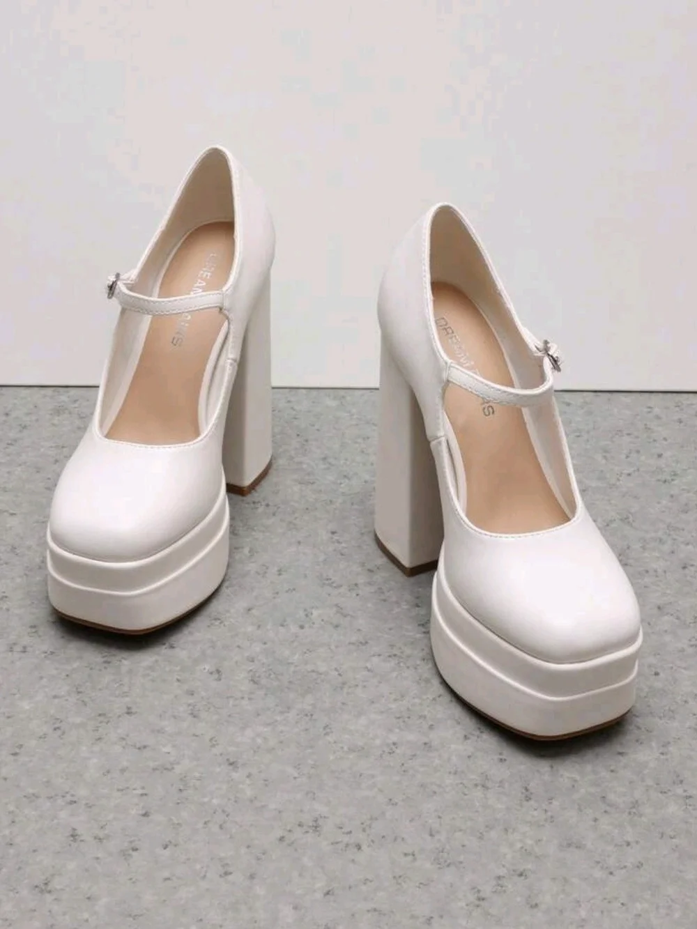 Dream Pairs White Mary Jane Platform Pumps